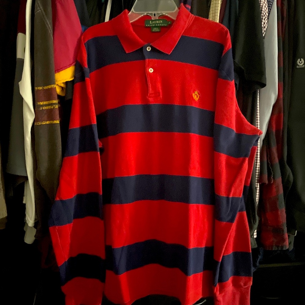 Lauren Ralph Lauren long sleeve striped polo shirt mens size L